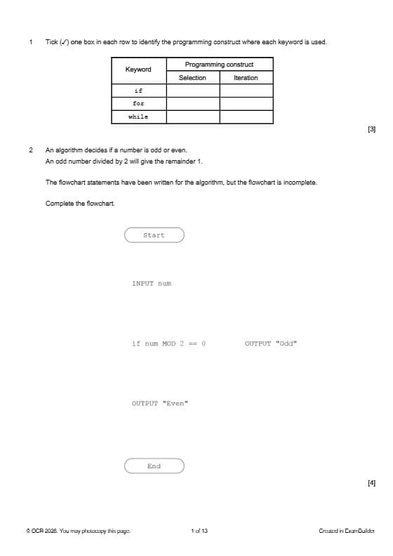 First page of J277/02, Computational thinking, algorithms and programming, June 2024